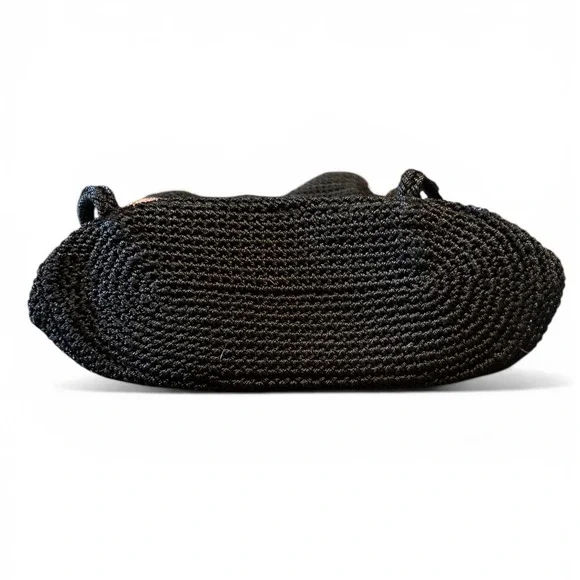 The Sak Vintage Crochet Sayulita Drawstring Backpack Bohemian Black Brown - Picture 8 of 13